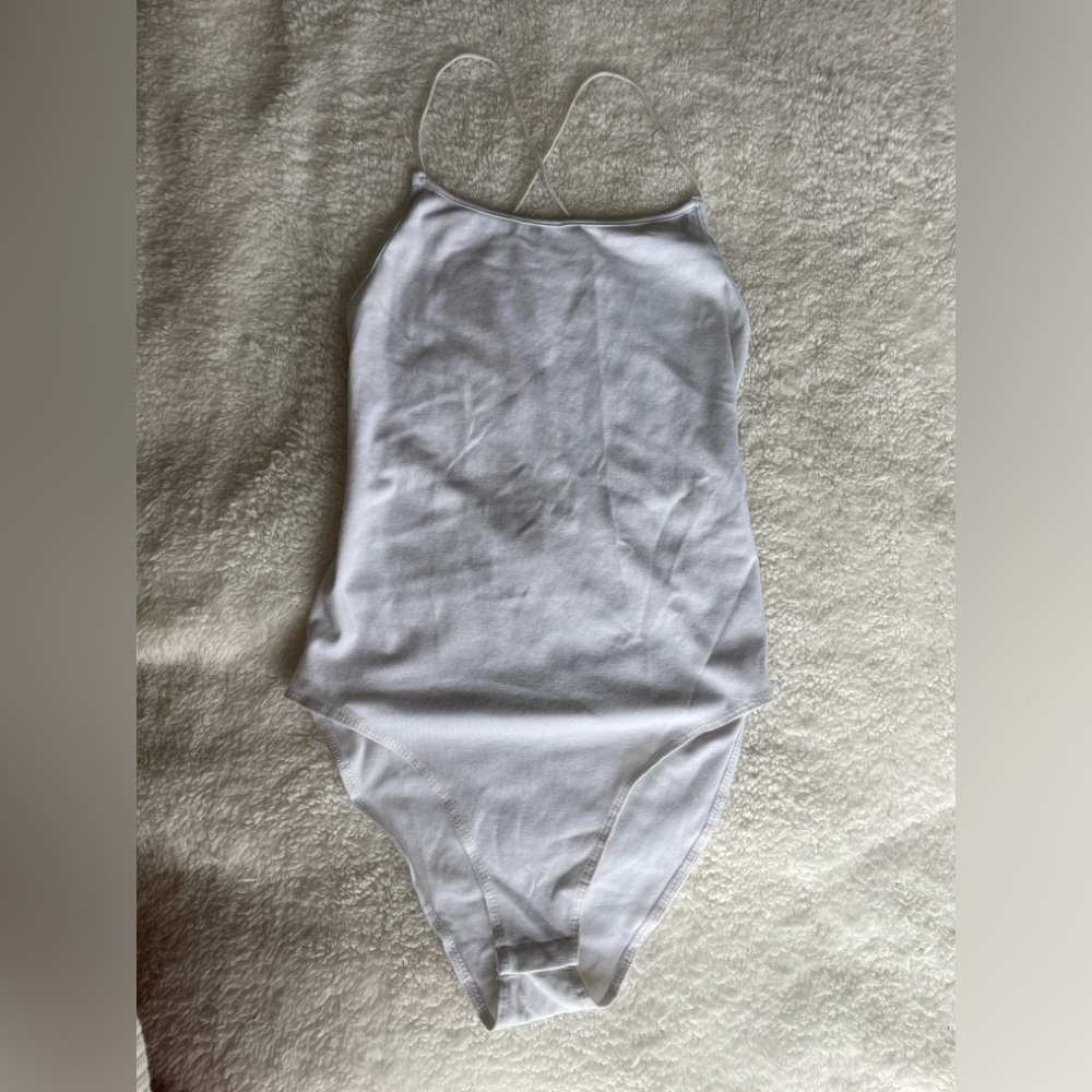 WHITE OPEN-BACK BODYSUIT - SMALL - NEVER WORN!